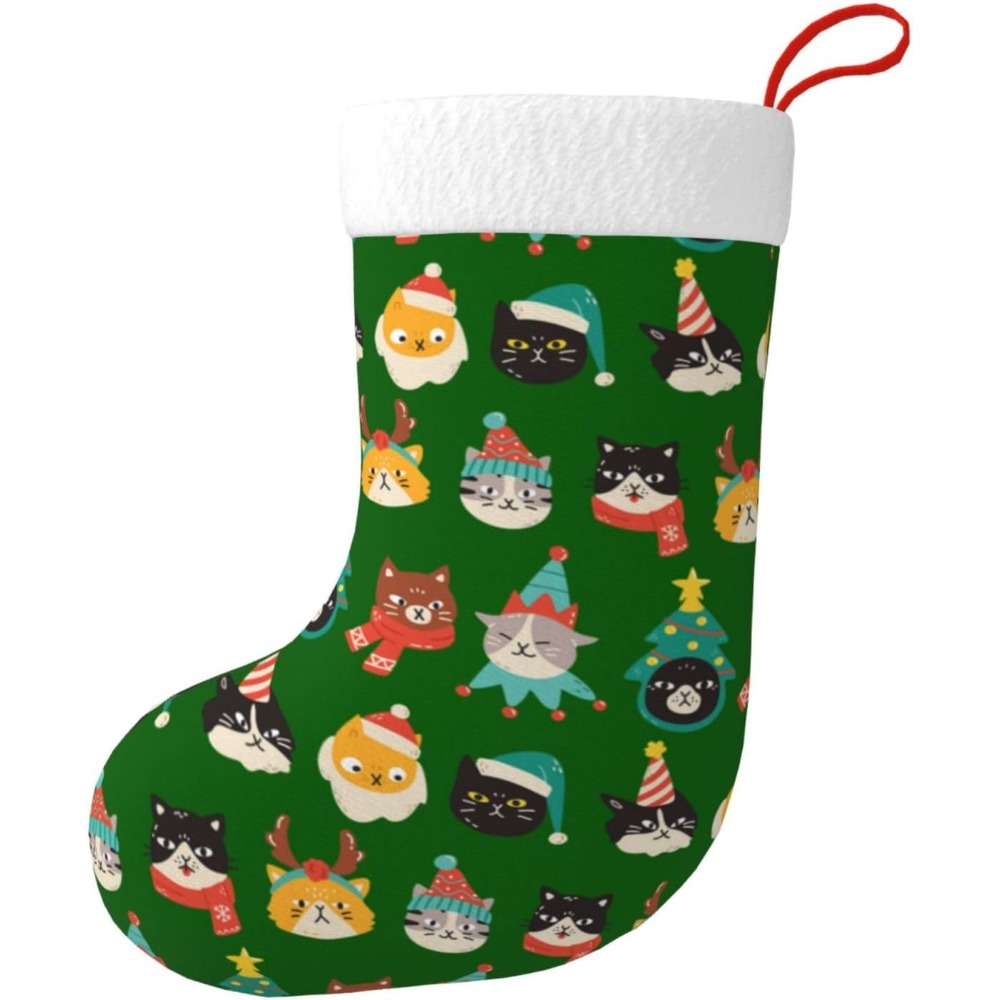 Cute Cats Green Christmas Stoc - Christmas Stocking Hanging avaliação e preço